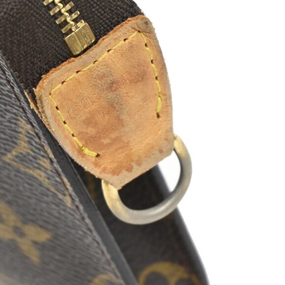 LOUIS VUITTON LV Logo Bucket PM Pouch Bag Monogram Leather Brown Gold 05EE827 - Picture 9 of 14